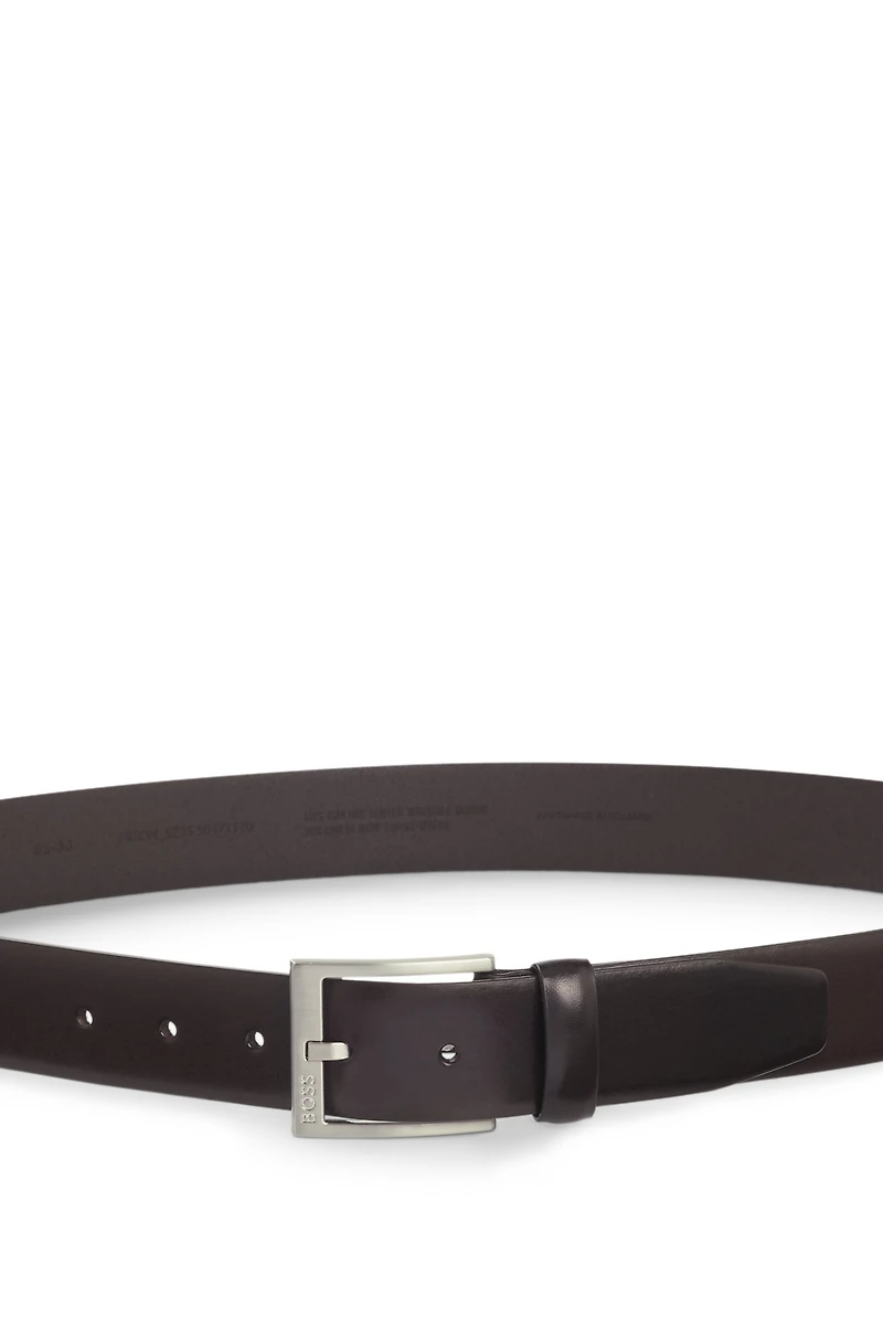 Italian-leather belt with silver-toned buckle