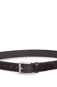 Italian-leather belt with silver-toned buckle