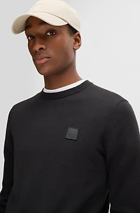 Crew-neck sweater cotton and cashmere with logo
