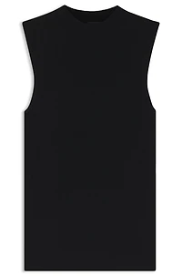 Sleeveless mock-neck top ribbed fabric