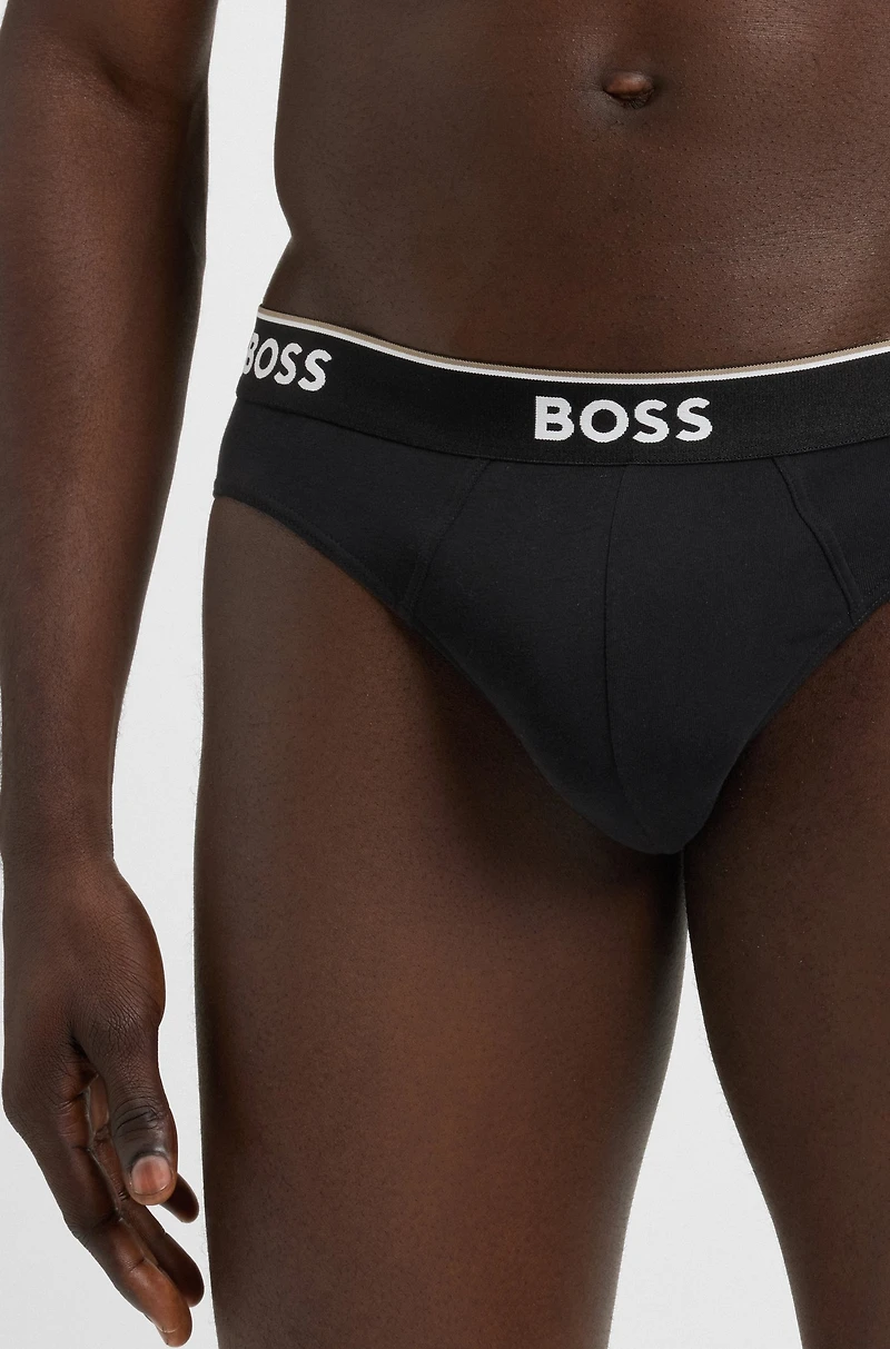Three-pack of stretch-cotton briefs with logo waistbands