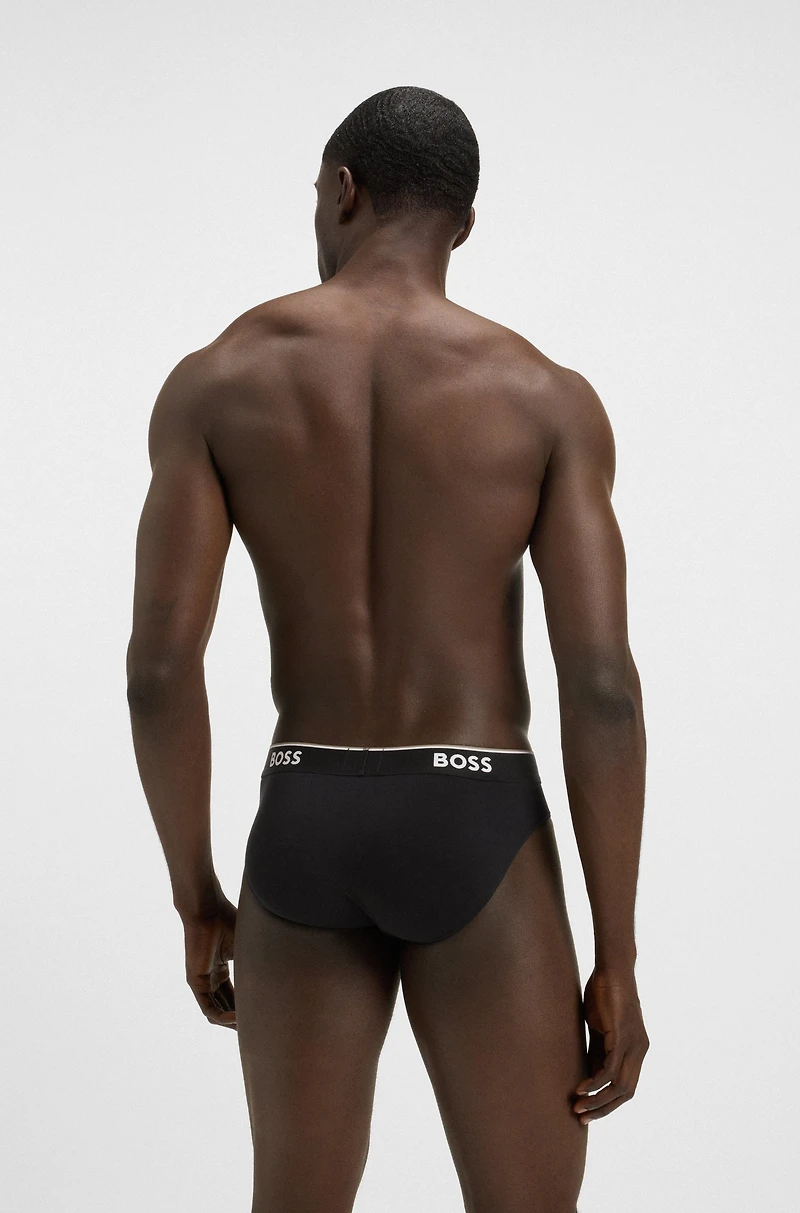 Three-pack of stretch-cotton briefs with logo waistbands