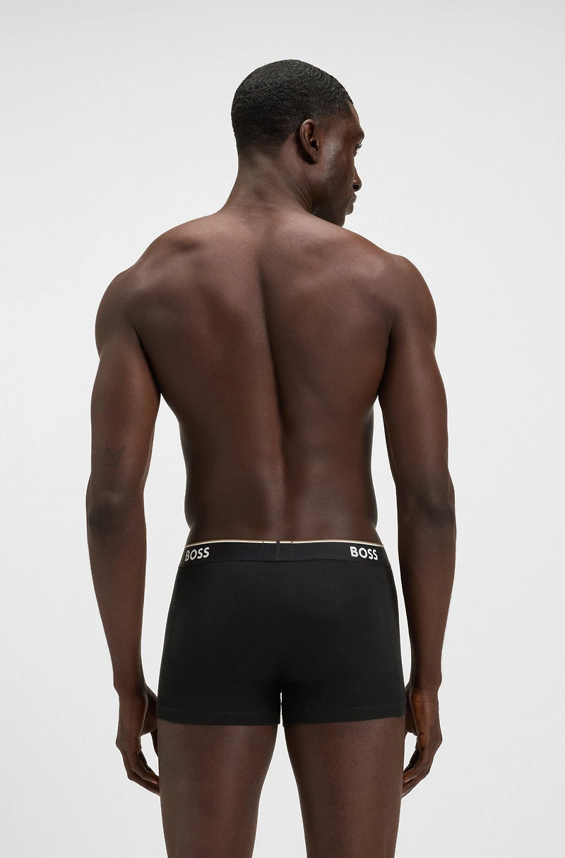 Three-pack of stretch-cotton trunks with logo waistbands