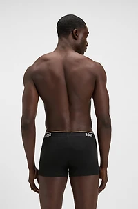 Three-pack of stretch-cotton trunks with logo waistbands