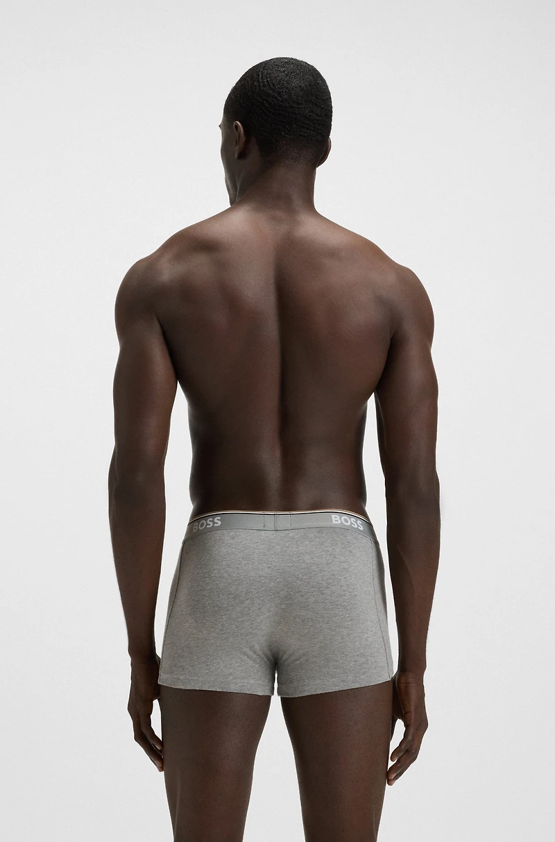 Three-pack of stretch-cotton trunks with logo waistbands