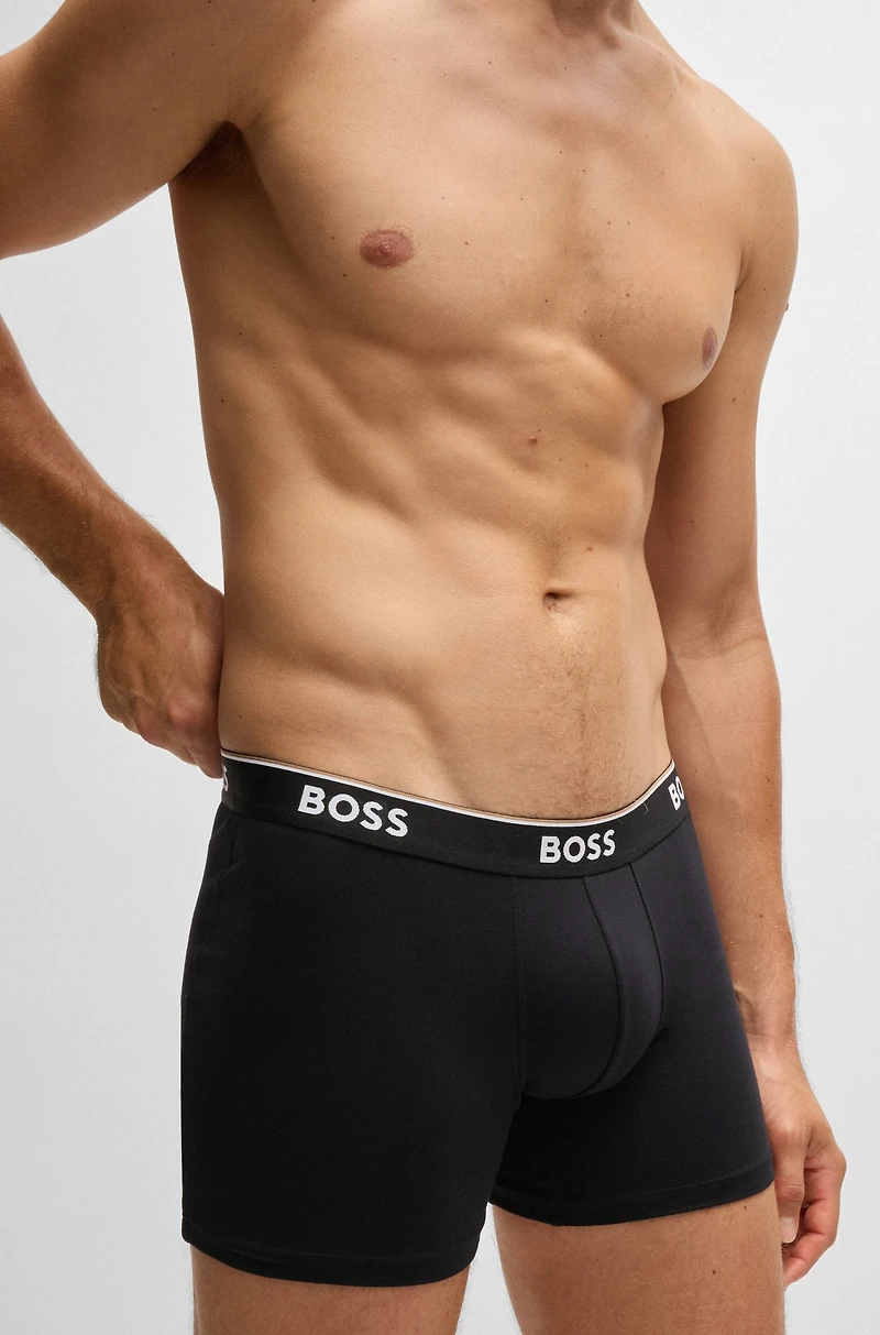 Three-pack of stretch-cotton boxer briefs with logos