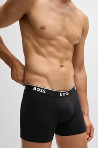 Three-pack of stretch-cotton boxer briefs with logos