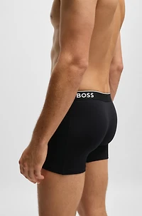 Three-pack of stretch-cotton boxer briefs with logos