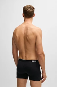 Three-pack of stretch-cotton boxer briefs with logos