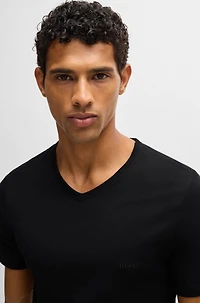 Three-pack of V-neck T-shirts cotton jersey