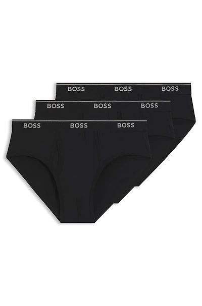 Three-pack of cotton briefs with logo waistbands