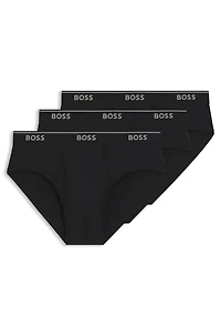 Three-pack of cotton briefs with logo waistbands