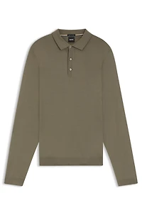 Knitted polo sweater virgin wool