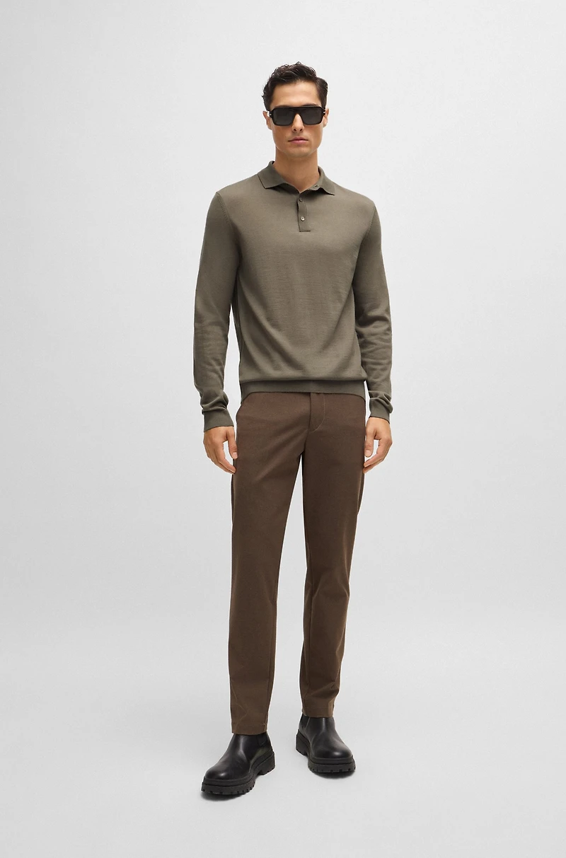 Long-sleeved polo-collar sweater virgin wool