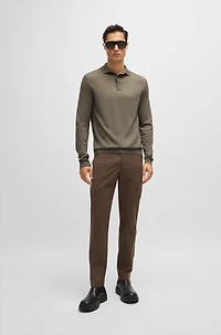 Long-sleeved polo-collar sweater virgin wool