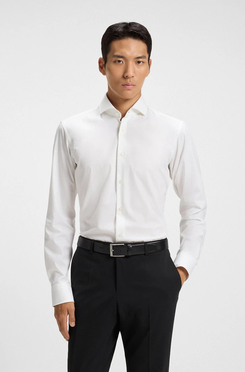 Regular-fit shirt striped cotton twill