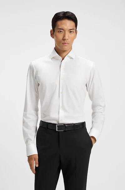 Regular-fit shirt striped cotton twill