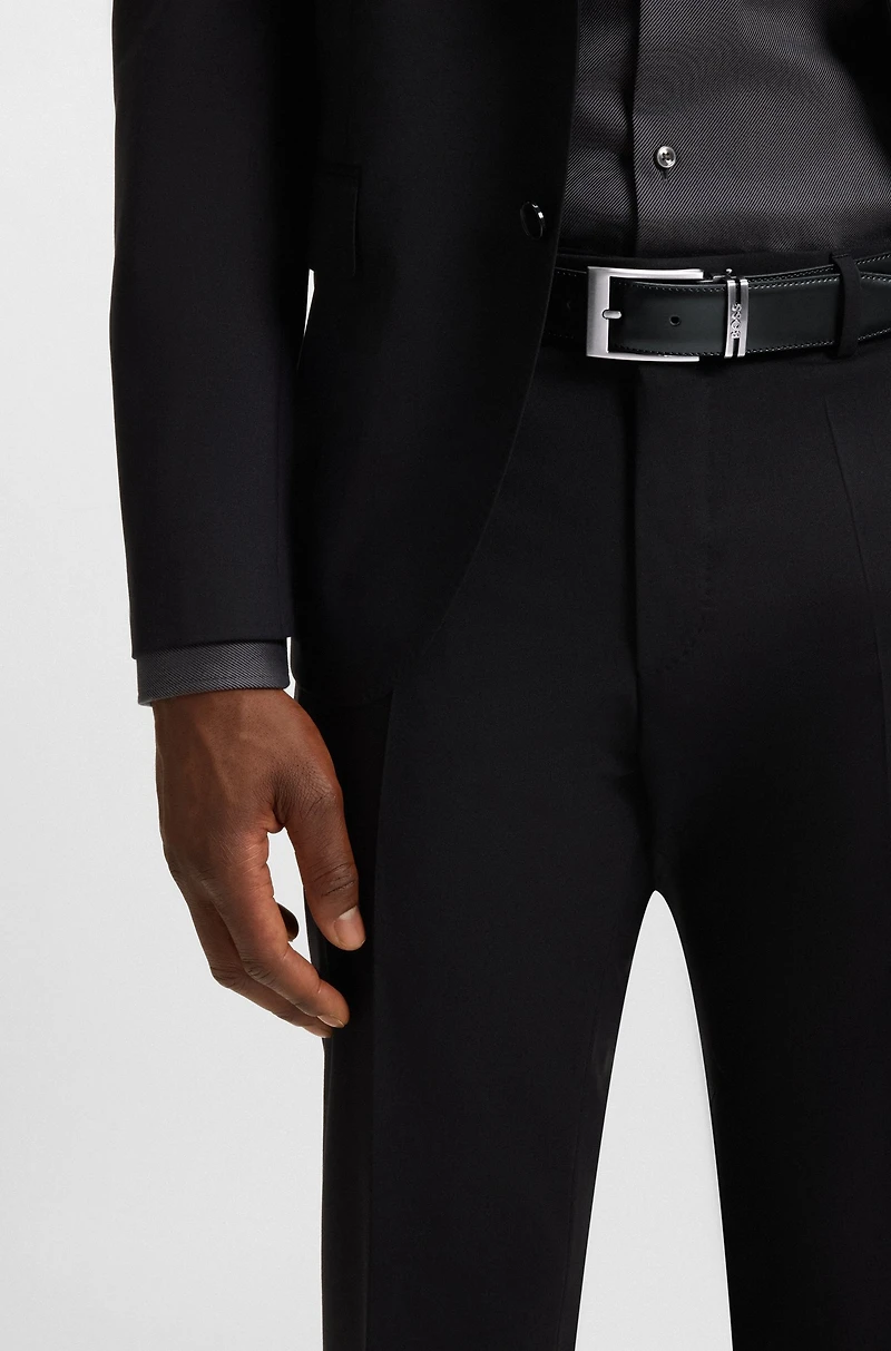 Italian-leather reversible belt with branded keeper