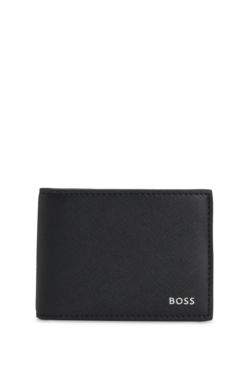 Structured billfold wallet with logo trim