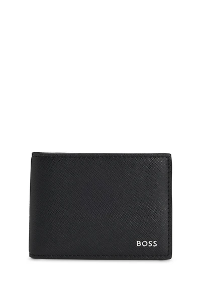 Structured billfold wallet with logo trim
