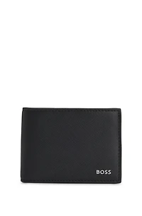 Structured billfold wallet with logo trim