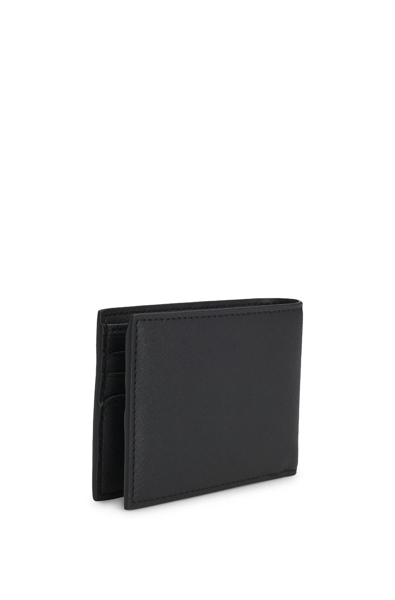 Structured billfold wallet with logo trim