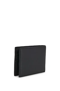 Structured billfold wallet with logo trim