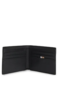 Structured billfold wallet with logo trim