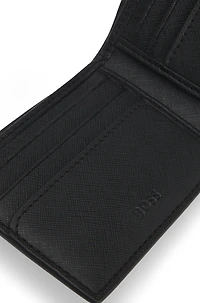 Structured billfold wallet with logo trim