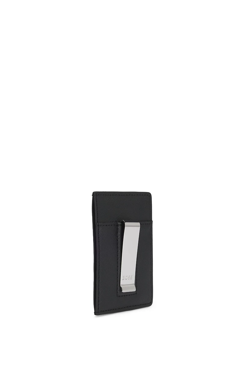 Structured money-clip card holder with logo detail