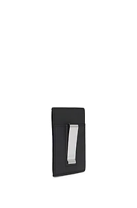 Structured money-clip card holder with logo detail