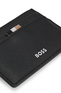 Structured money-clip card holder with logo detail