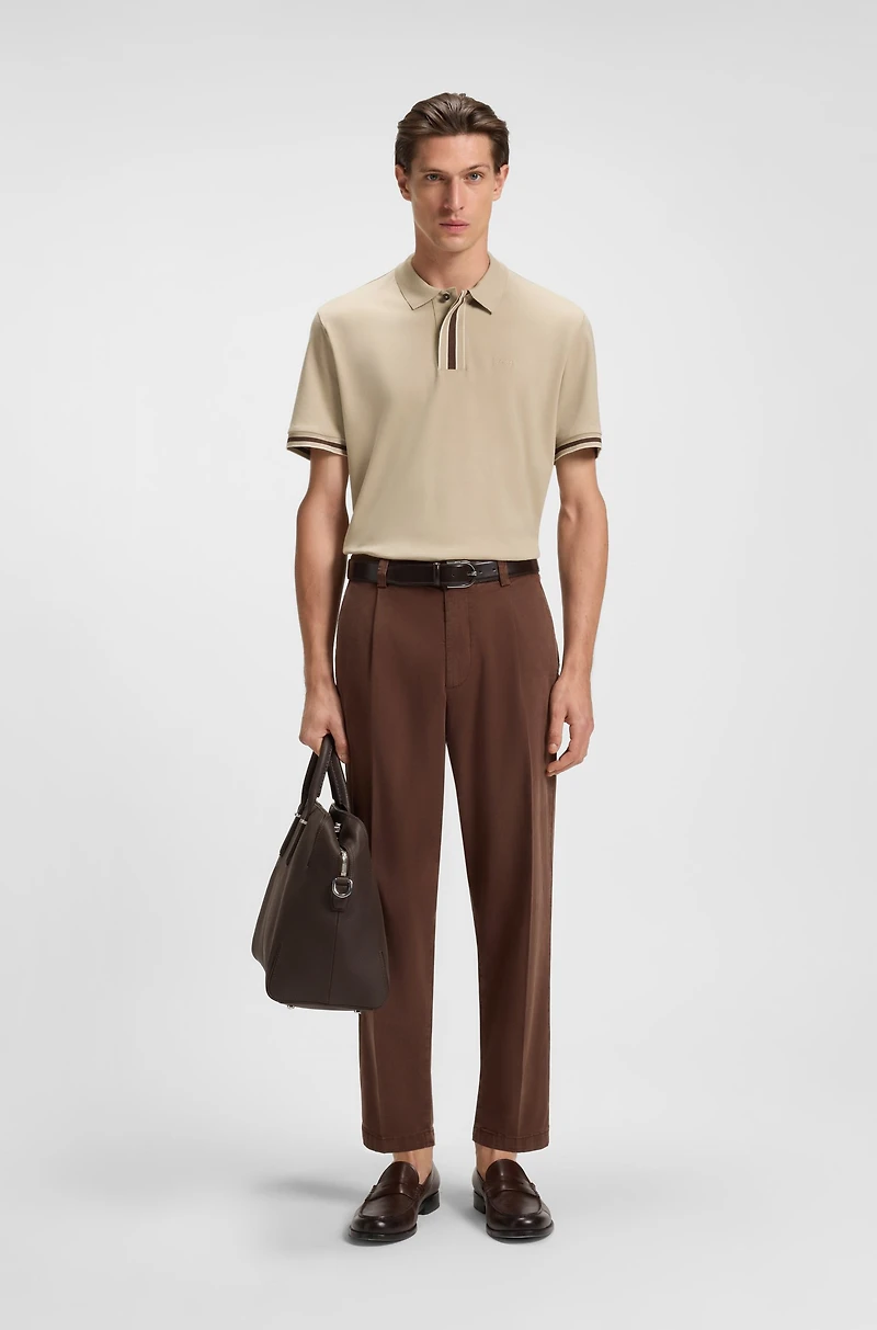 Interlock-cotton polo shirt with contrast tipping