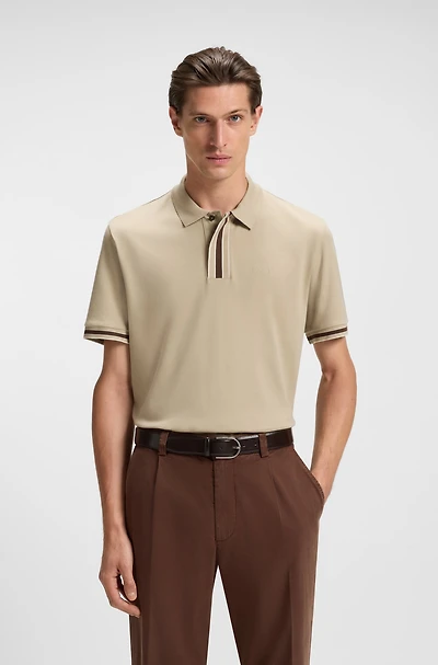 Interlock-cotton polo shirt with contrast tipping