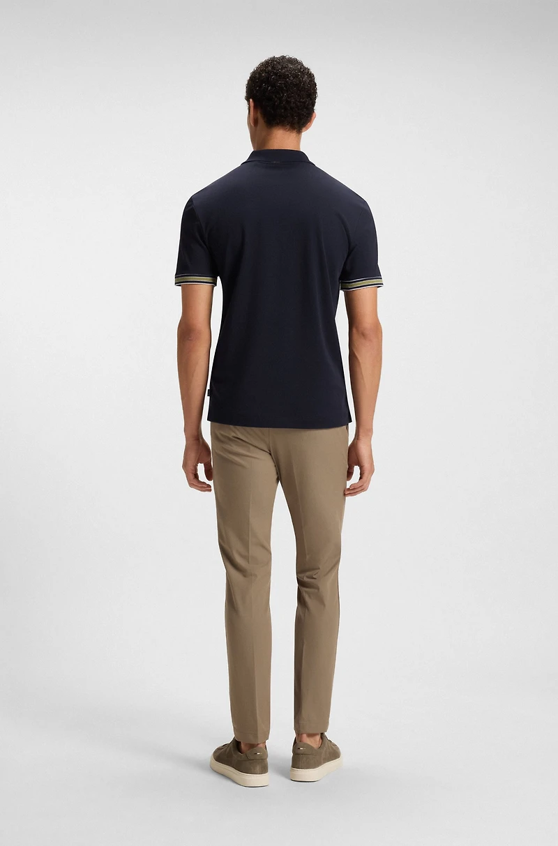 Interlock-cotton polo shirt with contrast tipping