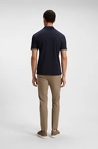 Interlock-cotton polo shirt with contrast tipping
