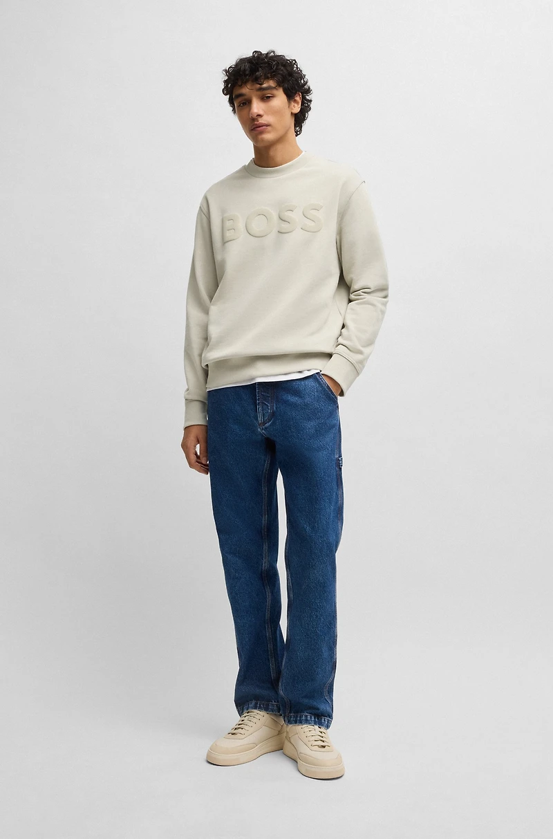 Relaxed-fit cotton-terry sweatshirt with rubber-print logo