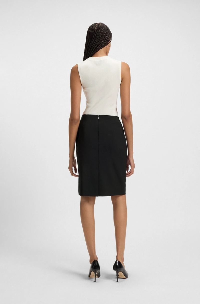 Slim-fit pencil skirt virgin wool