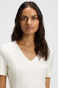 V-neck dress stretch fabric