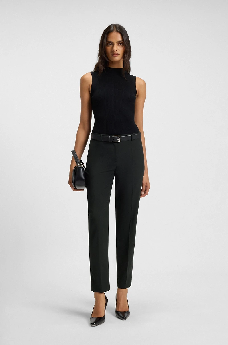 Regular-fit tapered-leg pants checkered virgin wool