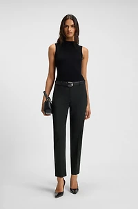 Regular-fit tapered-leg pants checkered virgin wool