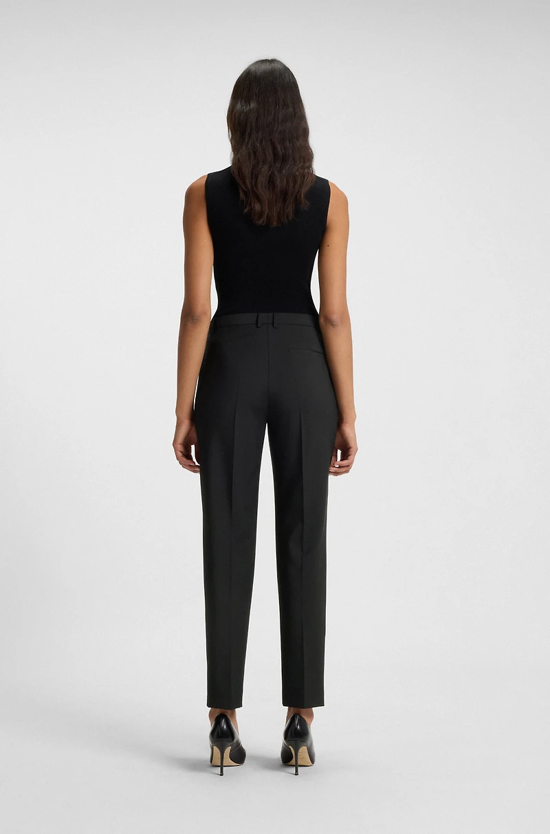 Regular-fit tapered-leg pants checkered virgin wool
