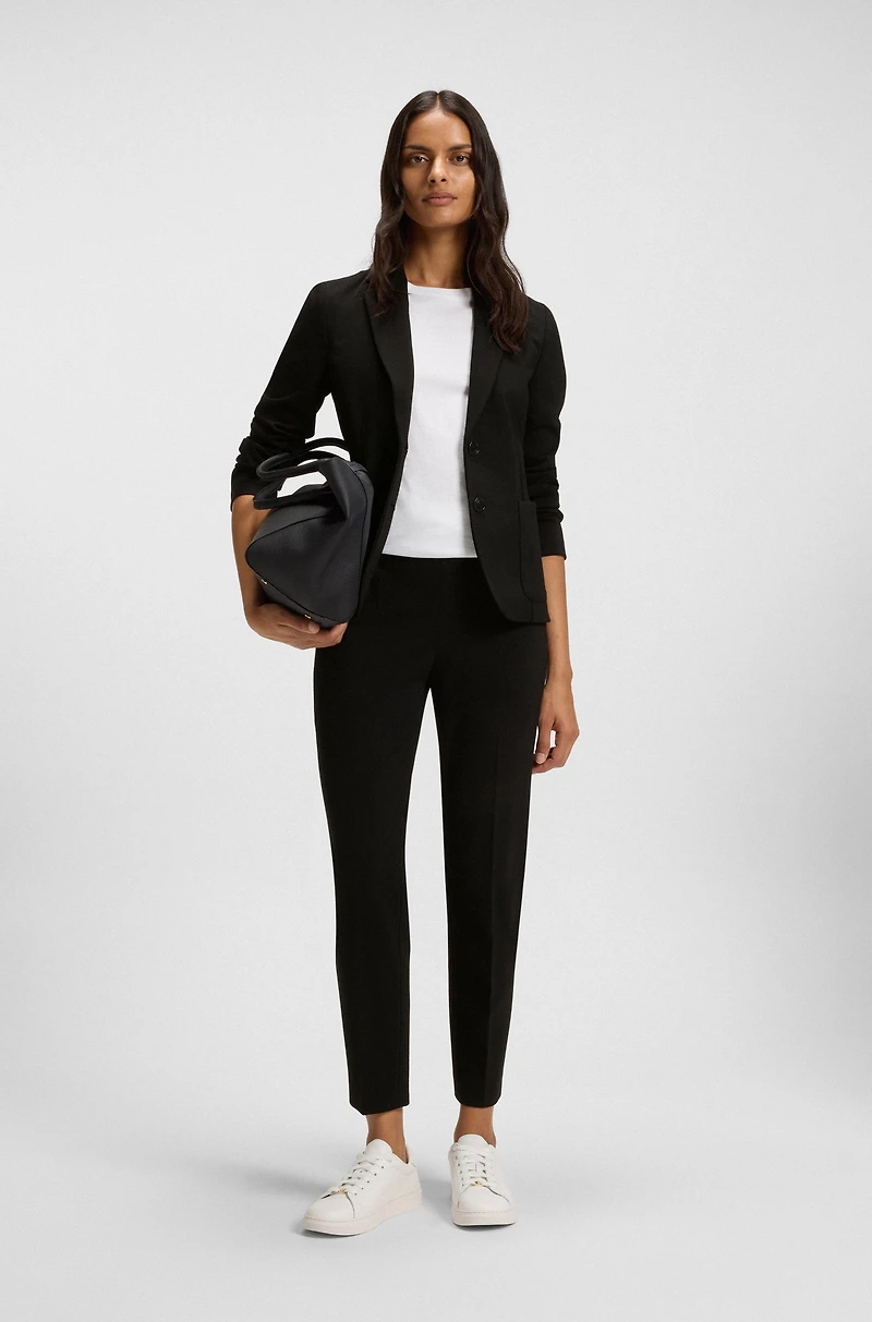 Regular-fit trousers stretch fabric with tapered leg