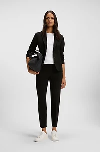 Regular-fit trousers stretch fabric with tapered leg