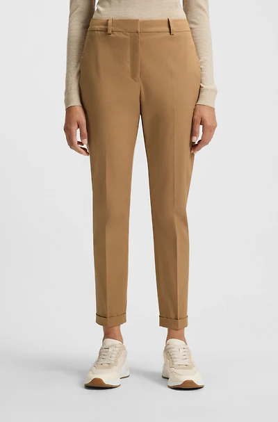 Regular-fit pants stretch-cotton satin