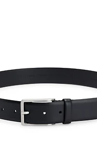 Smooth-leather belt with logo-engraved buckle