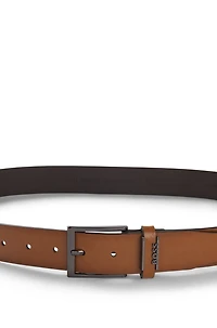 Italian-leather belt with logo keeper