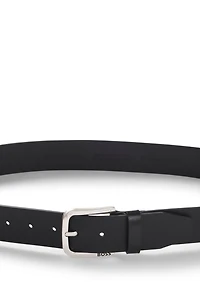 Buffalo-leather belt with branded pin buckle