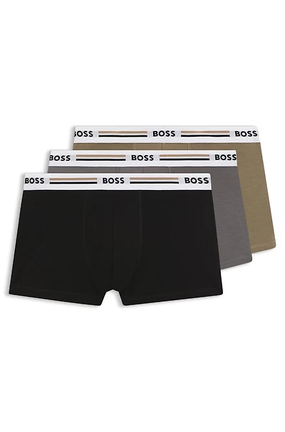 Three-pack of trunks with stripe and logo waistbands