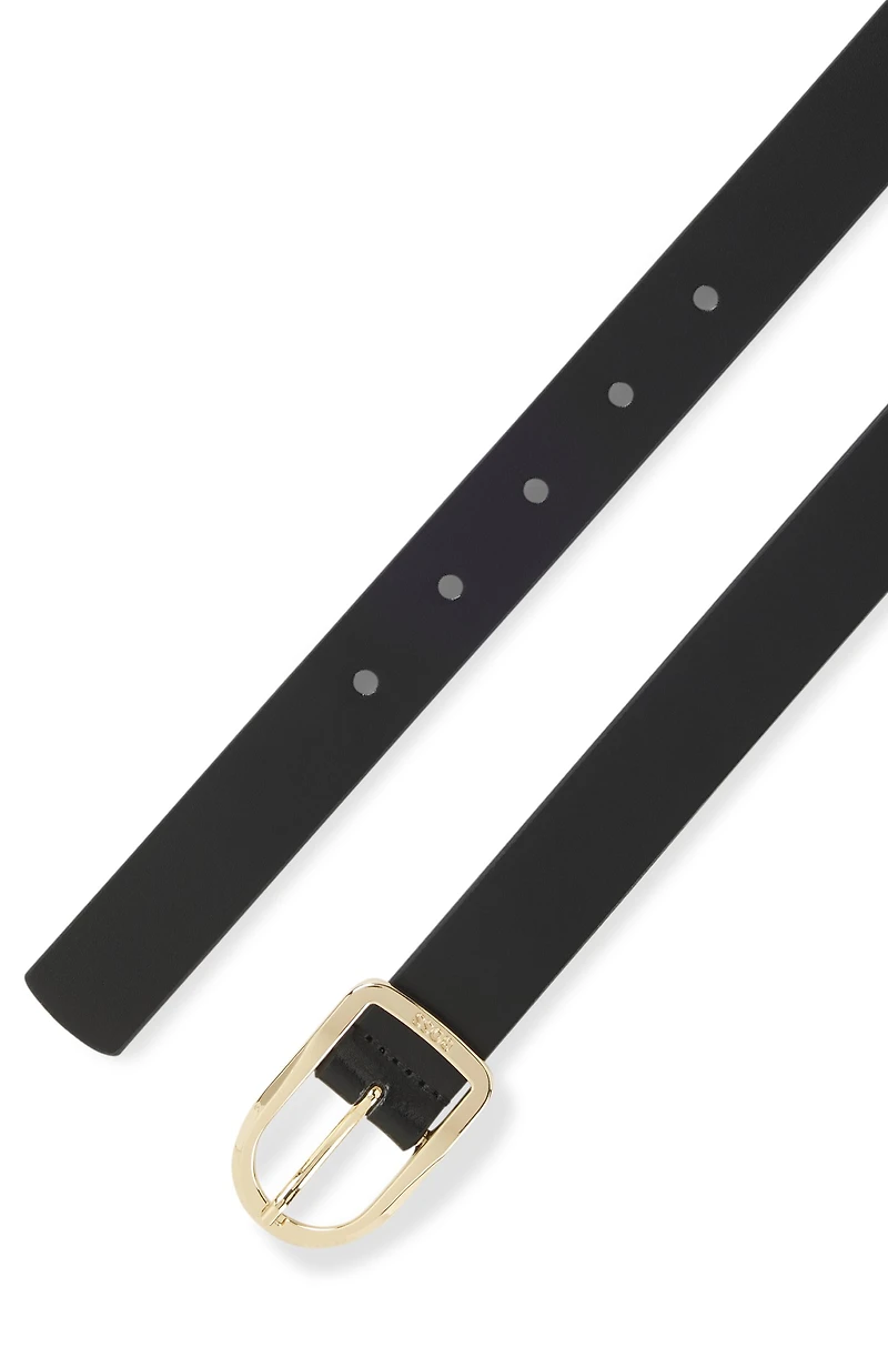 Leather belt with gold-tone buckle